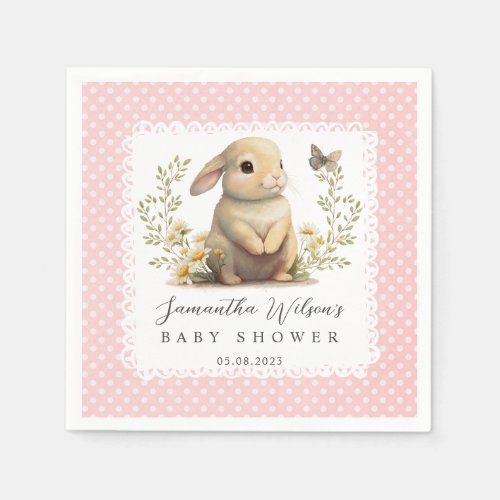 Easter Oh Baby Bunny Spring Girl Baby Shower Napkins