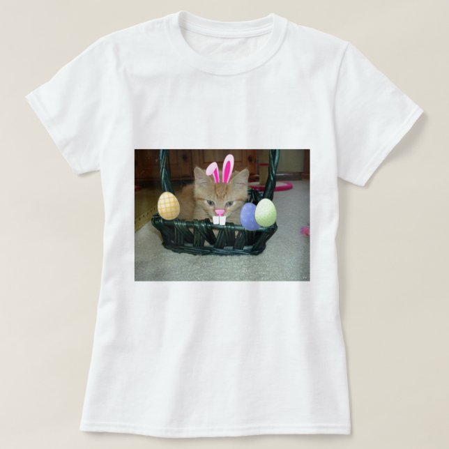 Easter Orange Tabby Kitten T-Shirt (Design Front)