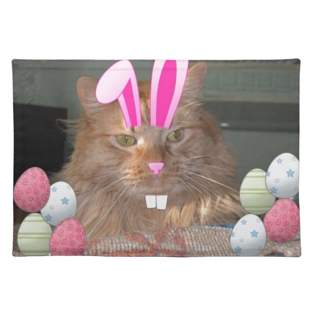 Easter Orange Tabby Kitty Cat Placemat (Front)