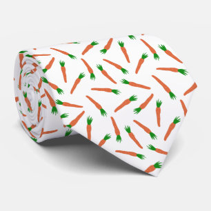 Easter Orange, White and Green Carrots Print Neck Tie