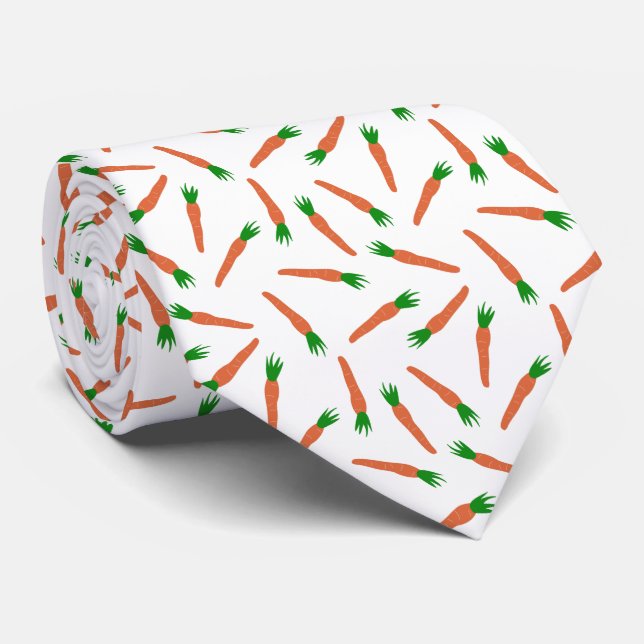 Easter Orange, White and Green Carrots Print Neck Tie (Rolled)