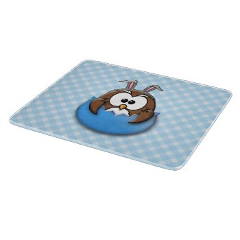 Easter Owl - Blue Cutting Board by just_owls at Zazzle