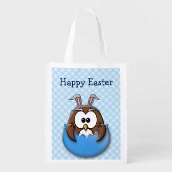Easter Owl - Blue Grocery Bag by just_owls at Zazzle