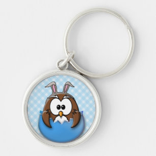 Easter owl - blue keychain