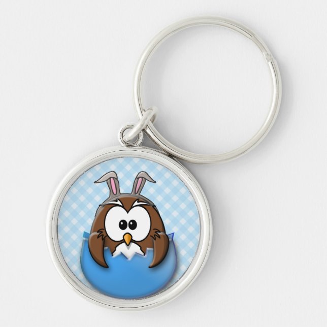 Easter owl - blue keychain (Front)