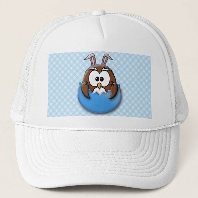Easter owl - blue trucker hat (Front)
