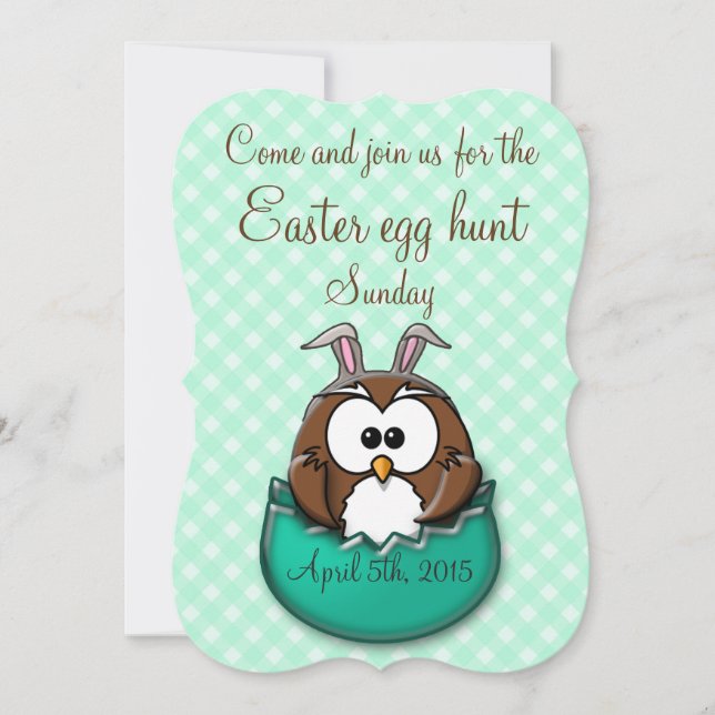 Easter owl - green invitation (Front)