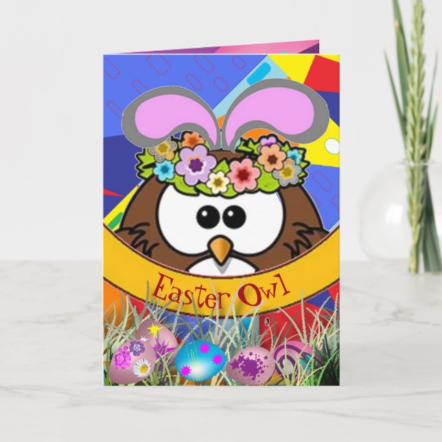 Easter Owl Holiday Card (Front)