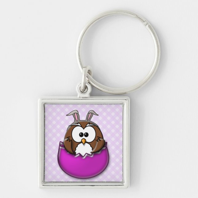 Easter owl - pink keychain (Front)