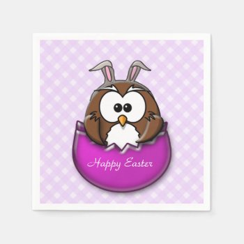 Easter Owl - Pink Paper Napkins by just_owls at Zazzle