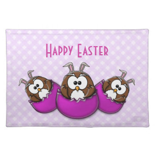 Easter owl - pink placemat
