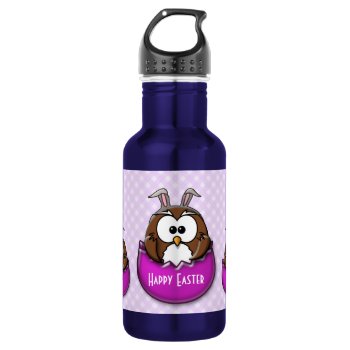 Easter Owl - Pink Stainless Steel Water Bottle by just_owls at Zazzle