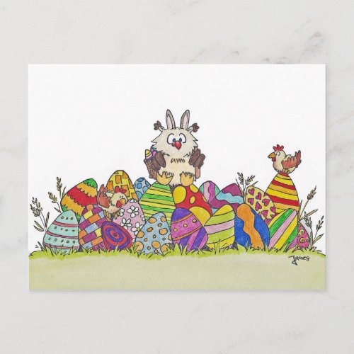 EASTER OWL postcard by Nicole Janes