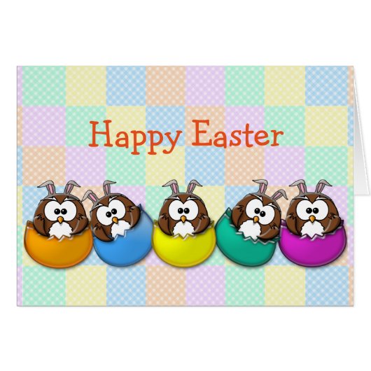 Easter owl - rainbow cards (Front Horizontal)