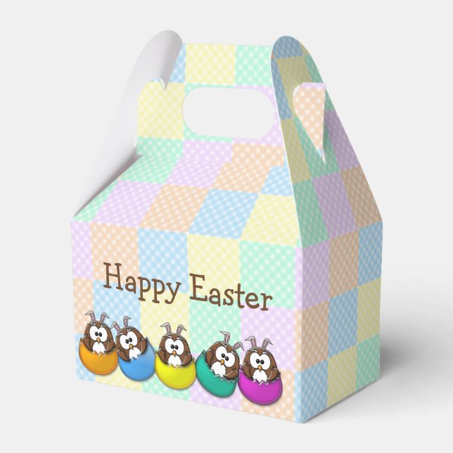 Easter owl - rainbow favor boxes (Front Side)