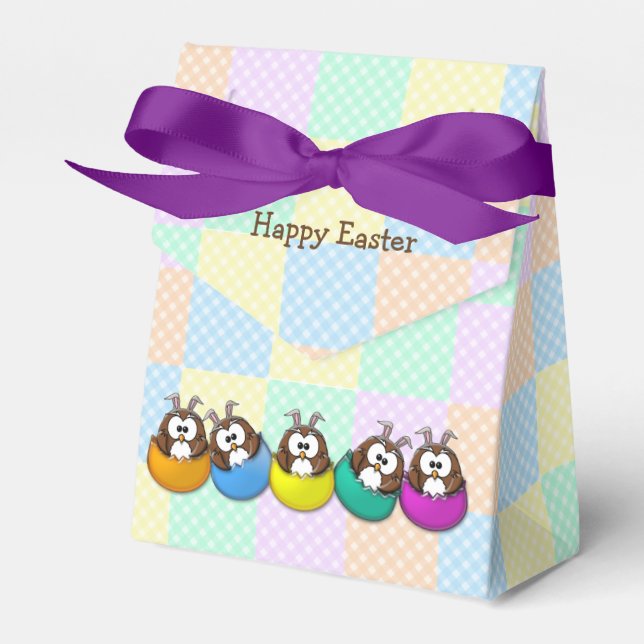 Easter owl - rainbow favor boxes (Front Side)