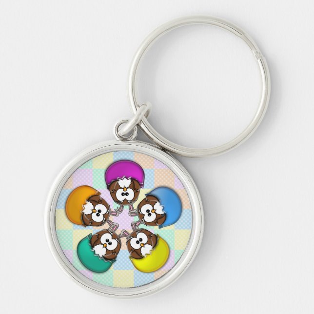 Easter owl - rainbow keychain (Front)
