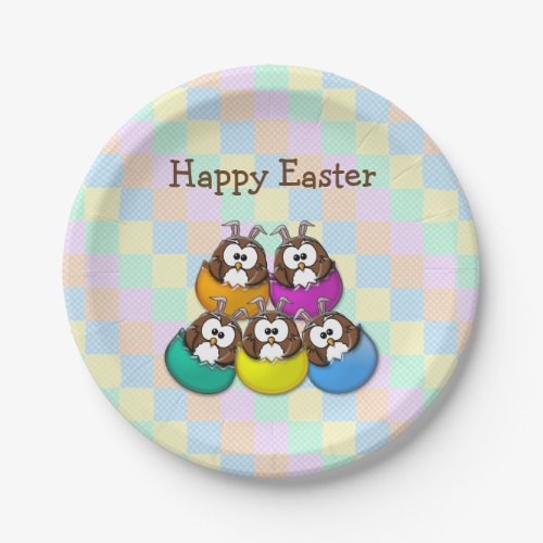 Easter owl _ rainbow paper plates