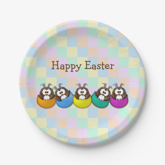 Easter owl - rainbow paper plates (Front)