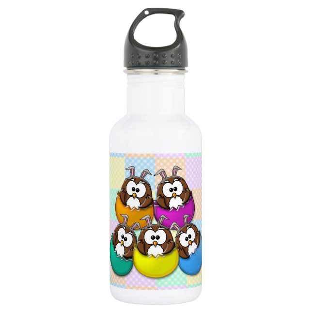 Easter owl - rainbow stainless steel water bottle (Front)