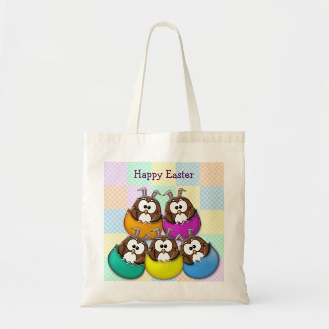 Easter owl - rainbow tote bag (Front)