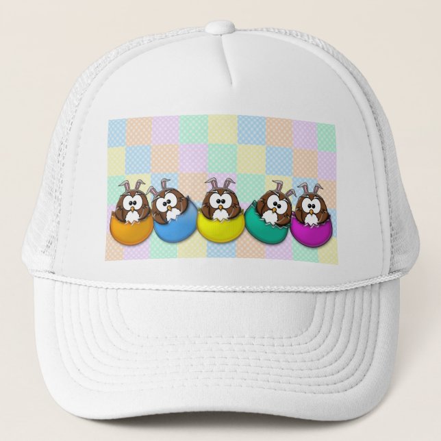 Easter owl - rainbow trucker hat (Front)