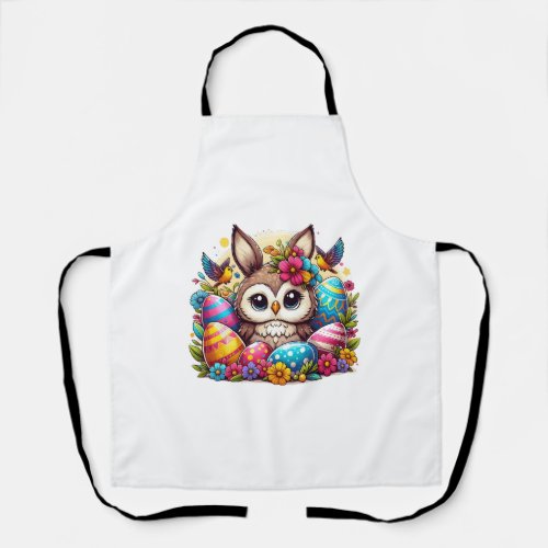 Easter owl with bunny ears apron