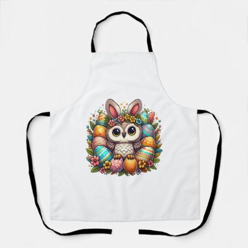 Easter owl with bunny ears   apron