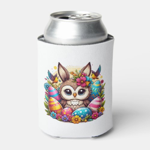 Easter owl with bunny ears can cooler