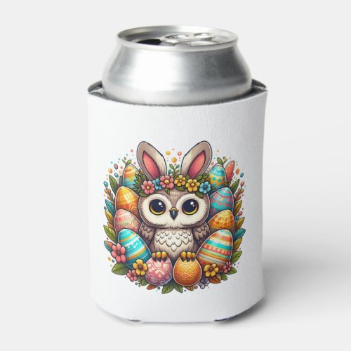 Easter owl with bunny ears   can cooler