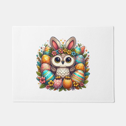 Easter owl with bunny ears   doormat