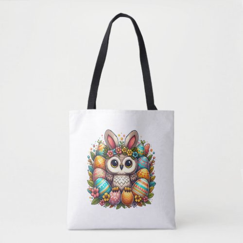 Easter owl with bunny ears   tote bag