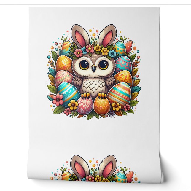 Easter owl with bunny ears   wallpaper  (Unrolling)