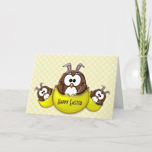 Easter owl _ yellow holiday card