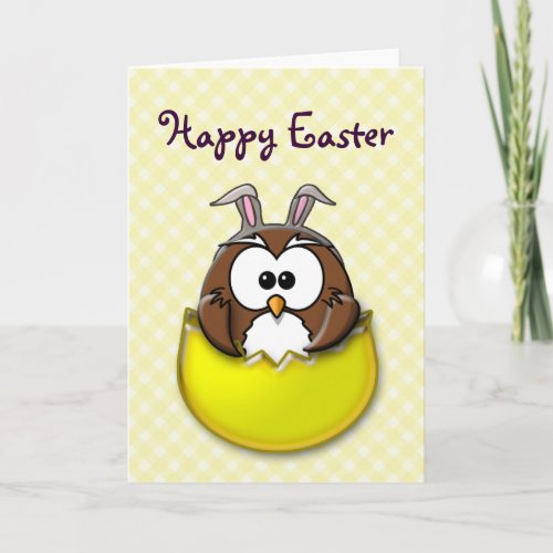 Easter owl _ yellow holiday card