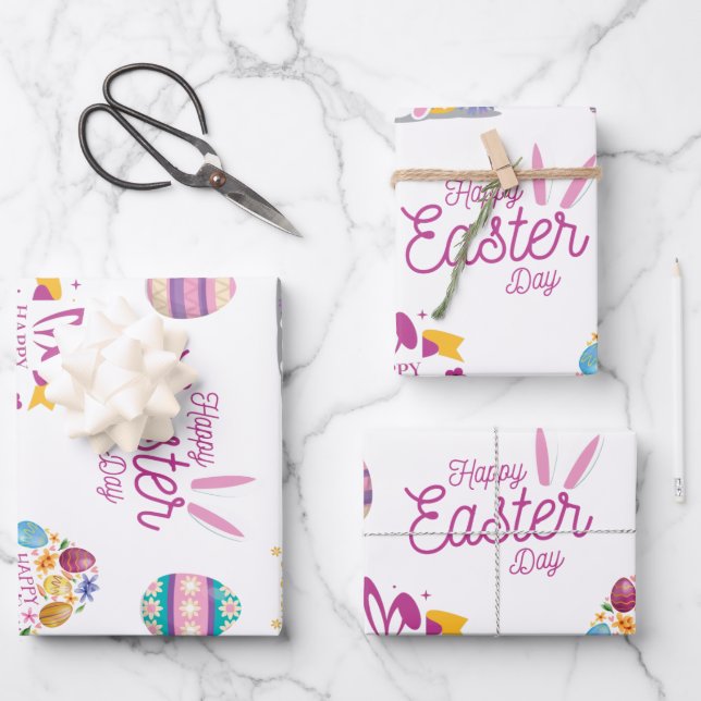 Easter package, Funny Easter Sticker Wrapping Paper Sheets (Front)