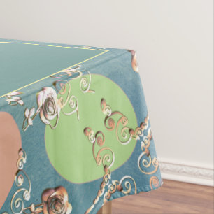 Easter Pale Grey Pastel Eggs & Roses Tablecloth