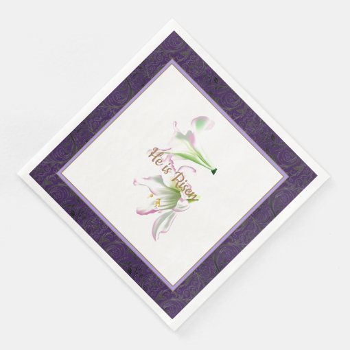 Easter Paper Napkin He Is Risen Easter Lilies Zazzle