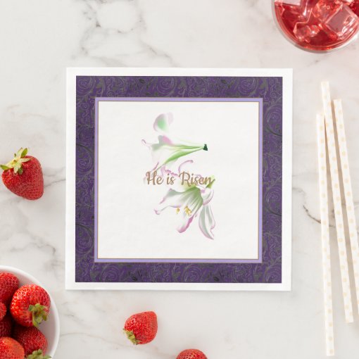 Easter Paper Napkin He Is Risen Easter Lilies Zazzle