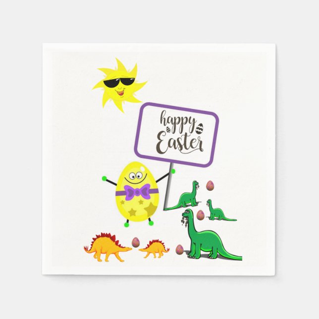 Easter Paper Napkins Dinosaur (Front)