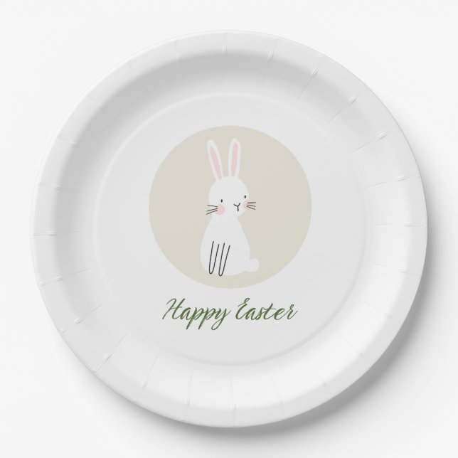 Easter Paper Plate with Cute Bunny Design (Front)