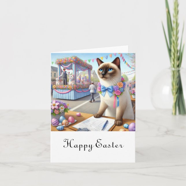 Easter Parade for Cat Lovers Holiday Card (Front)