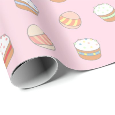 Easter Party Cakes and Eggs Cute Pattern Pink Wrapping Paper