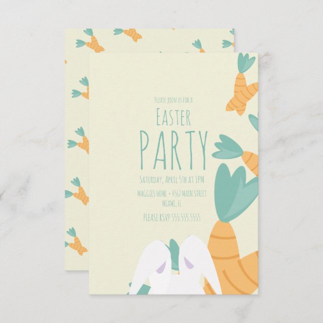 Easter Party Carrot Bunny Event Invitation (Front/Back)