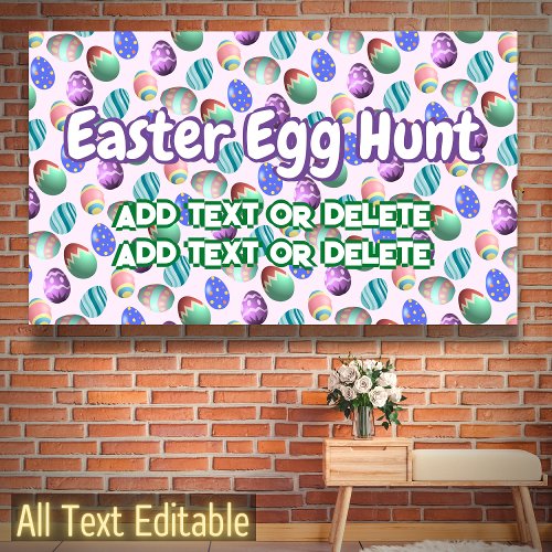 Easter Party Egg Hunt Colorful Easter Eggs Pink Banner