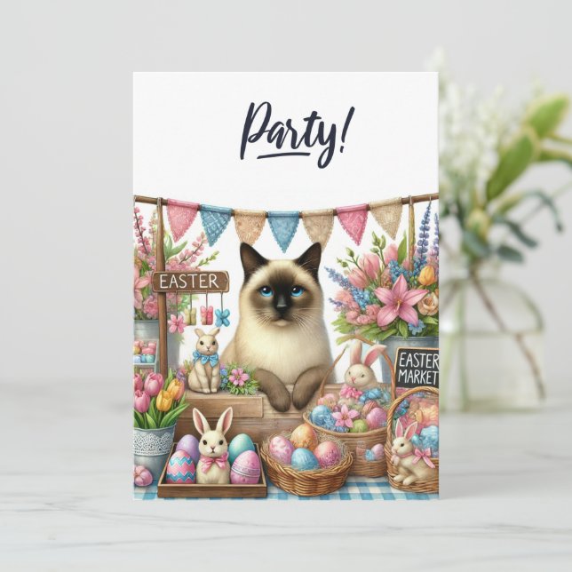 Easter Party for Cat Lovers Invitation (Standing Front)