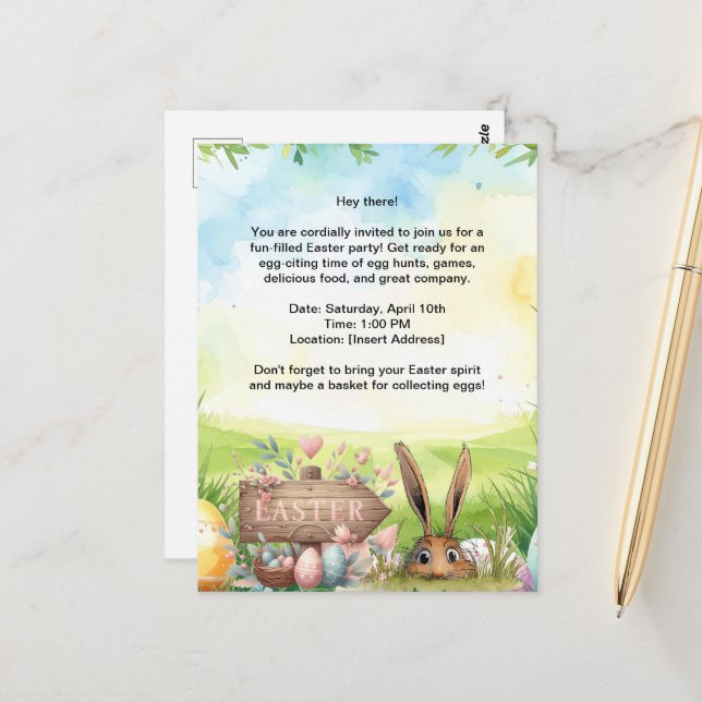 Easter Party Invitation card  (Front/Back In Situ)