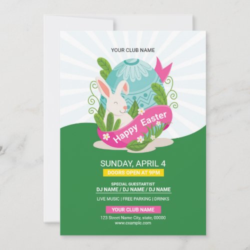 Easter Party Invitation Flyer Template