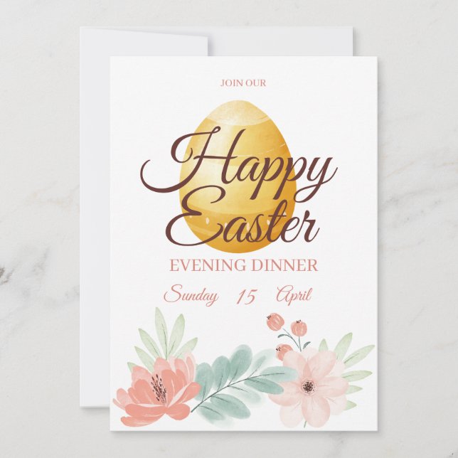 Easter Party Invitation with Cute egg (Front)