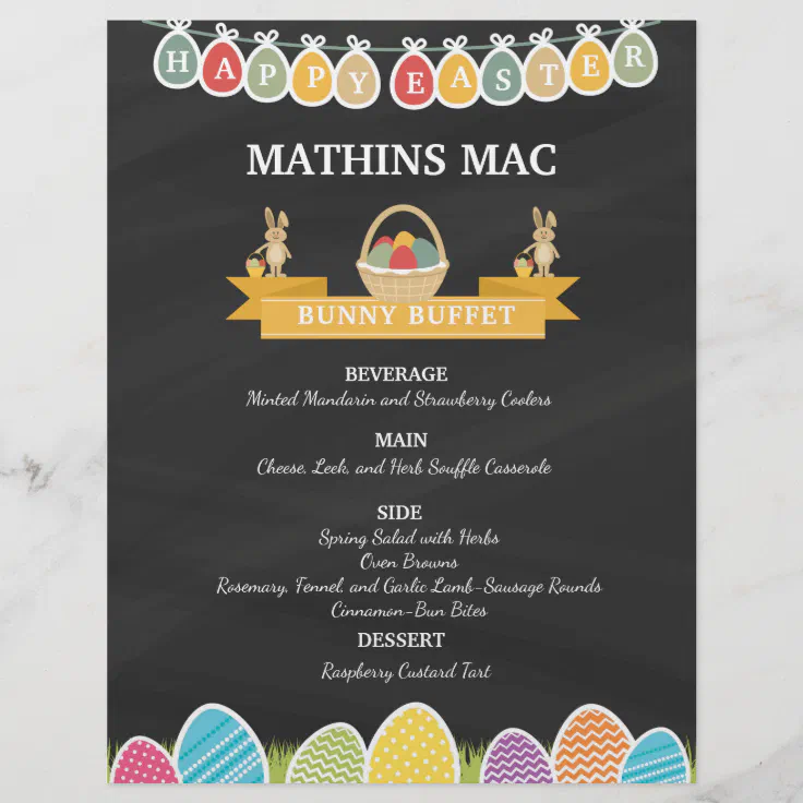 Easter Party Menu Card Template Flyer | Zazzle